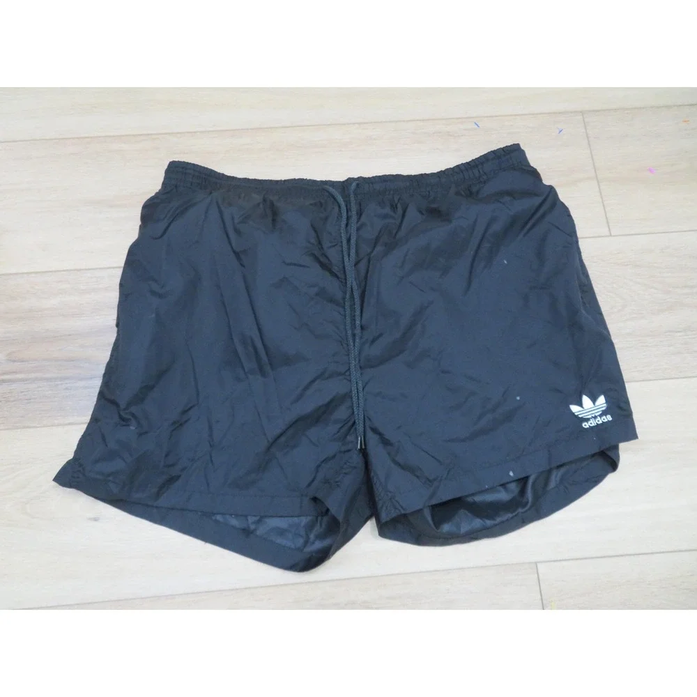 Vintage Adidas Shorts Mens Large Black Nylon Trefoil Logo Soccer Running
